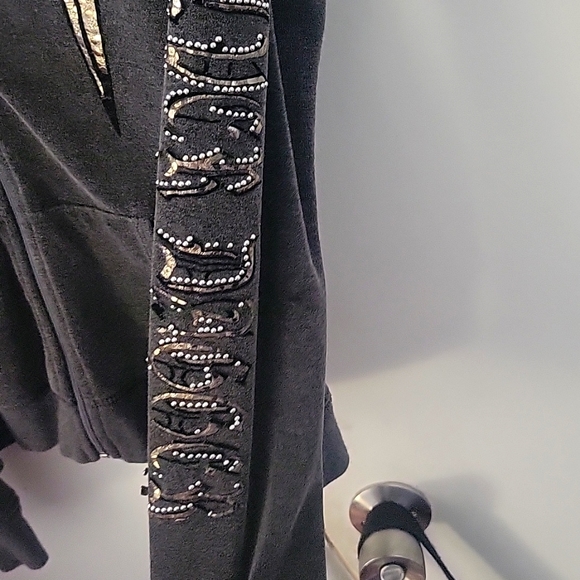 Womens silver dagger zip up hoodie - Picture 4 of 10